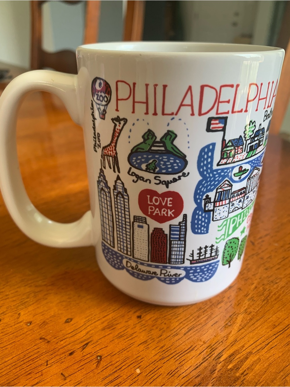 Philadelphia Landmark Ceramic Coffee Mug - White with Multicolor Graphics